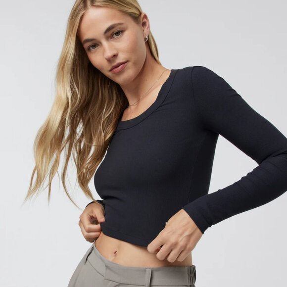 Vuori Women's Long Sleeve Pose Scoop Tee Black Sz L - Picture 5 of 12